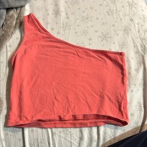 GB Girls Coral One-Shoulder Crop Top